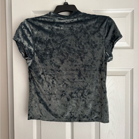 A New Day Velvet Crop Top - Charcoal - Picture 2 of 3